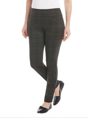 DALIA  Women’s Plaid Pull-on Ponte Pants with Tummy Control & 4-Way Stretch